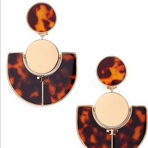 Tory Burch - Art Deco Drop Statement Earrings In Tortoise